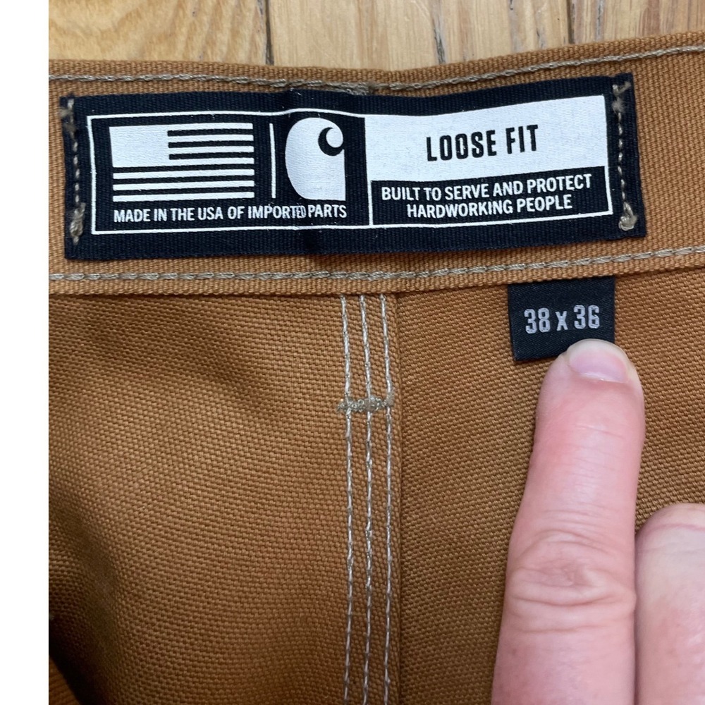 Carhartt Double Front Dungaree 38x36 B01 Loose Fit Firm Duck Utility Work Pants - Picture 10 of 11